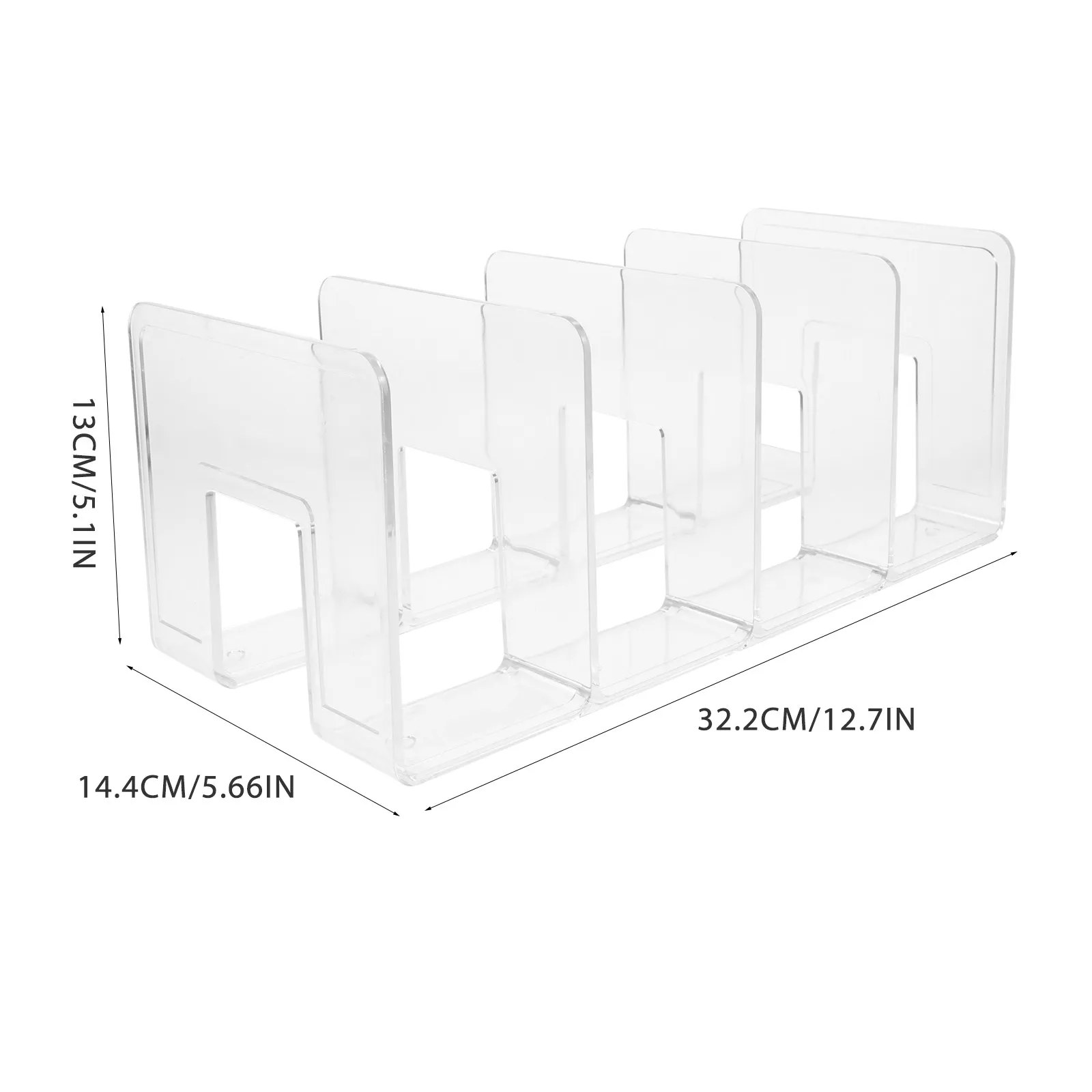 Acrylic Bookend Thickened Transparent Book Holder for Office Home Study Desktop Organizer Multi-Function Book Organizer