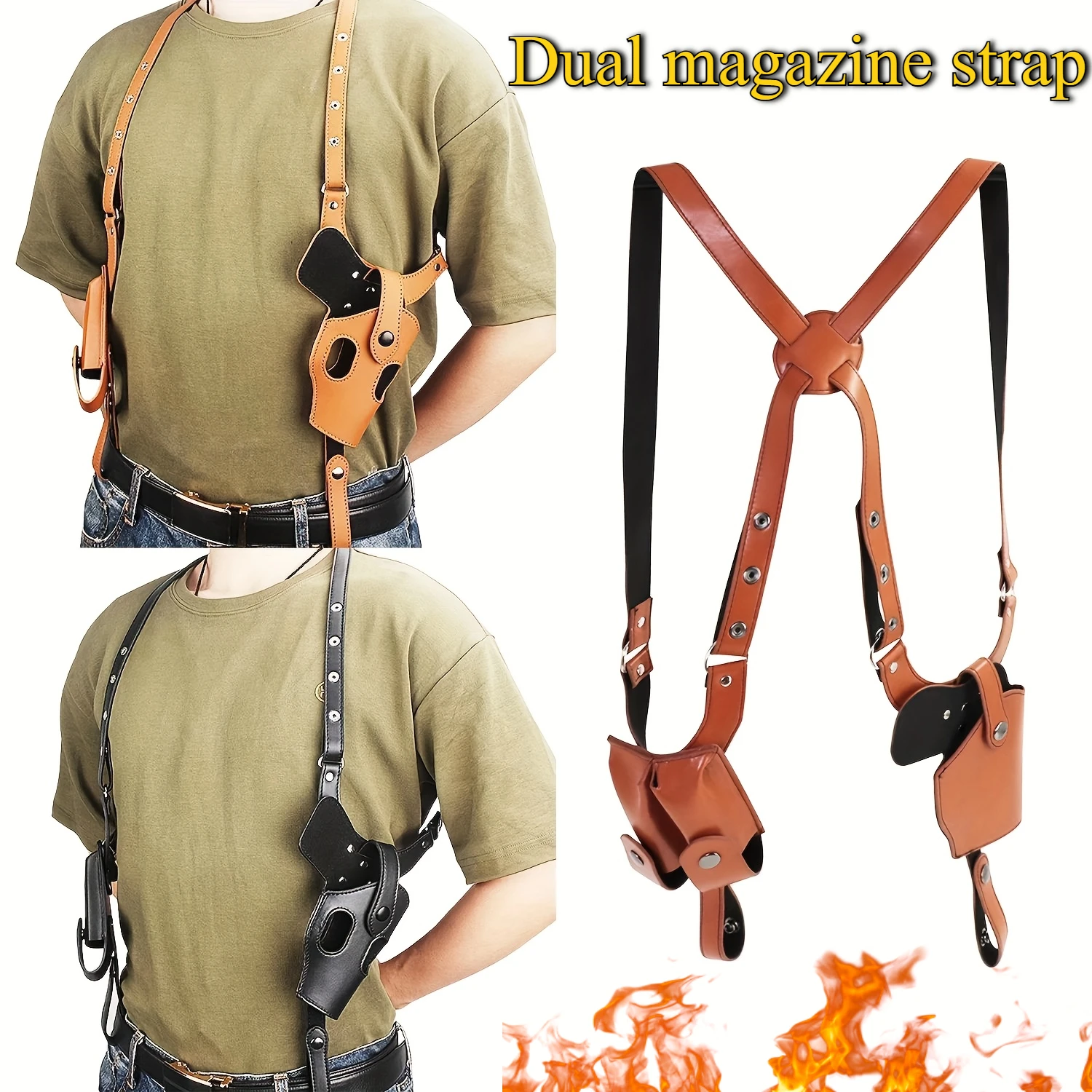 Tactical Stealth Pistol Holster Double Magazine Hidden Gun Pouches Shooting Accessories Shoulder Underarm Adjustable Gun Holster