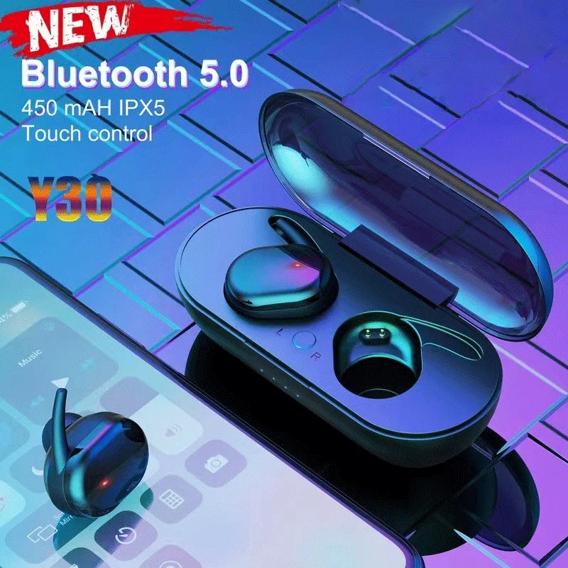 Y30 TWS Bluetooth Earphone Wireless Earbuds Stereo Mini Headset Touch Control Waterproof With Microphone