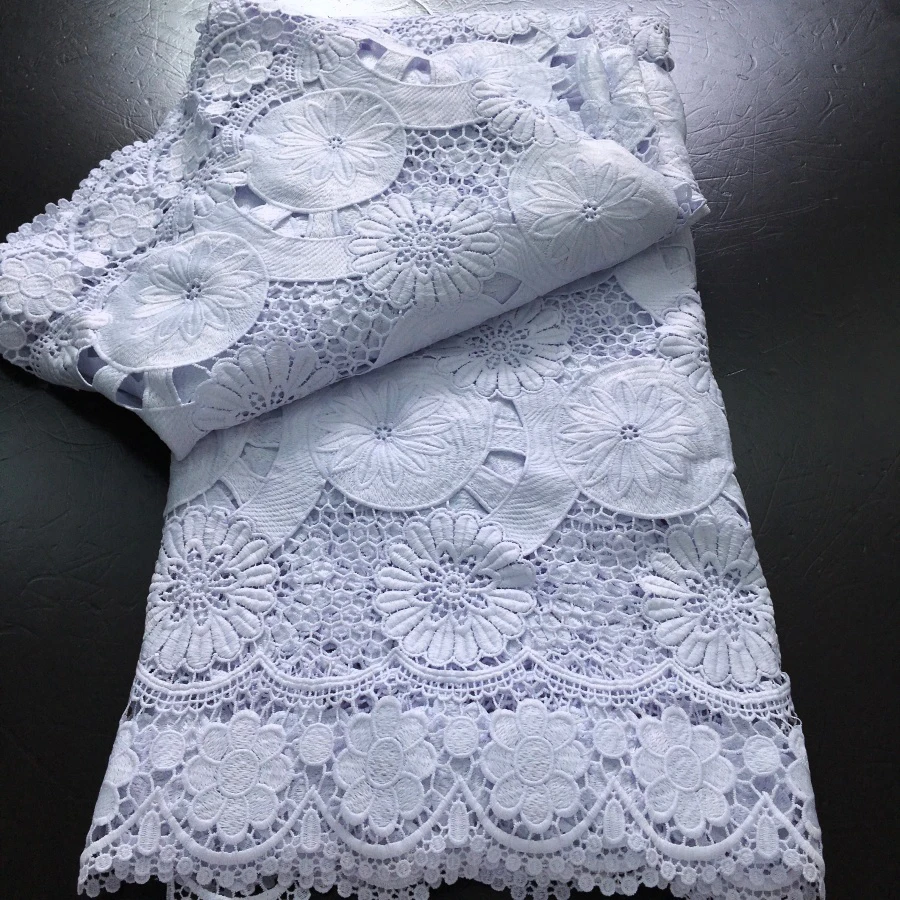

Nigerian Cord Guipure Lace Fabric High Quality 5 Yard Water Soluble White African Lace Fabric 2025 Elegant Dress for Women A4197