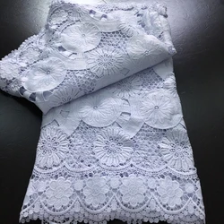 Nigerian Cord Guipure Lace Fabric High Quality 5 Yard Water Soluble White African Lace Fabric 2025 Elegant Dress for Women A4197