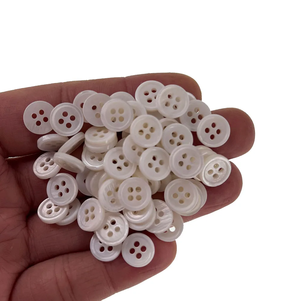 30Pcs Real Mother of Pearl Round Buttons 4 hole Sewing Shirt Clothes Coat Decorative Shell Buttons 1.0cm 1.1cm