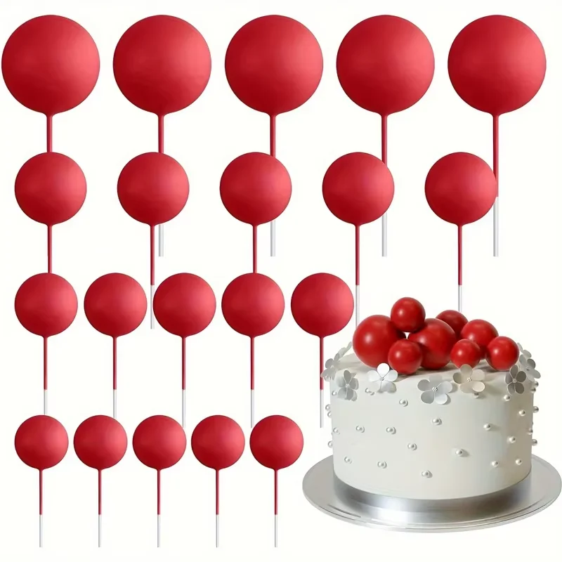 20 Stuks Cake Goud Zilver Bal Gelukkige Verjaardag Cake Topper DIY Cupcake Vlag Bruiloft Kerst Bal Decor Baby Verjaardag Decoratie