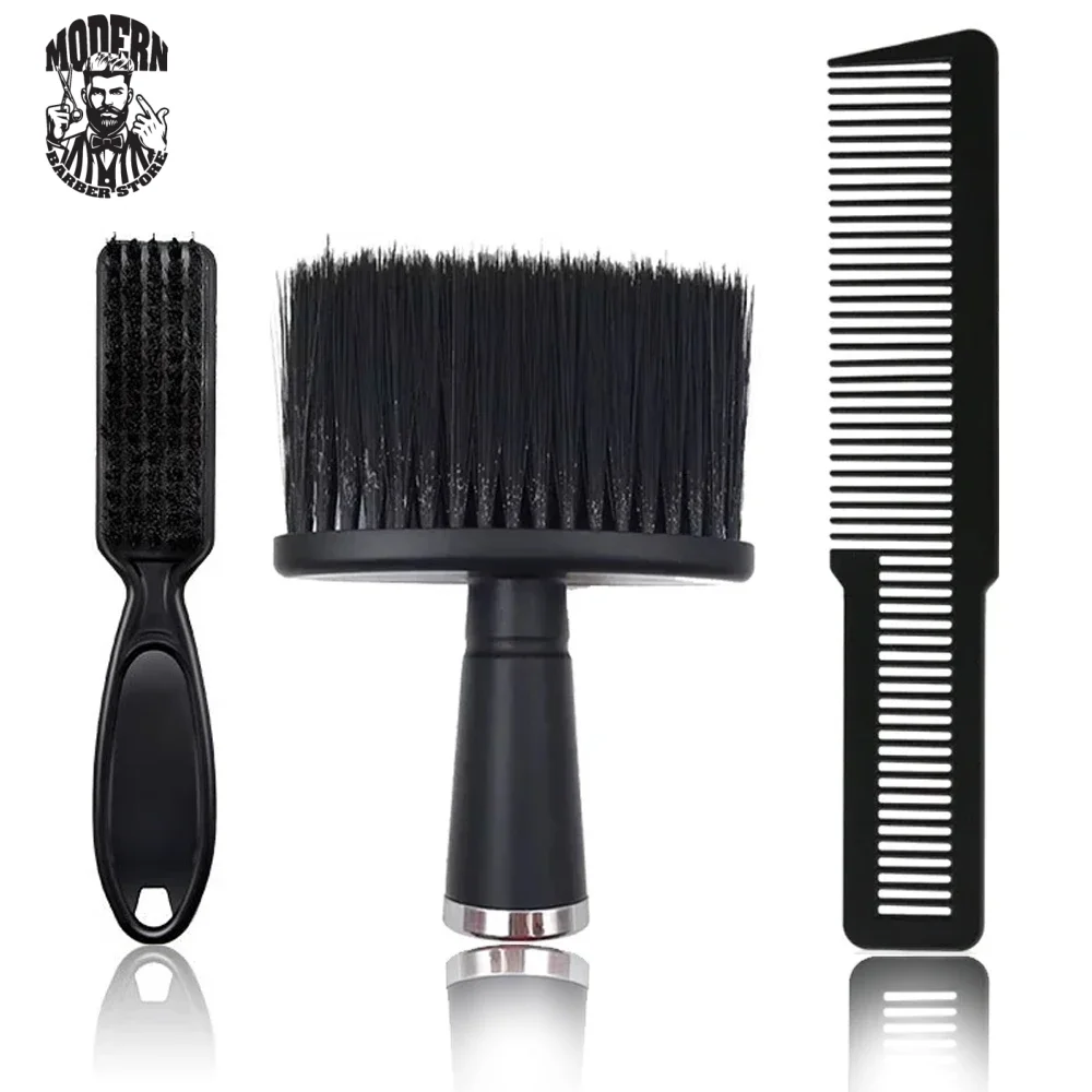 

3Pcs Barber Duster Hairbrush Beard Brush Black Comb Set Hairdressing Comb Cleaning Brush Neck Barbershop Style Tools Accessories