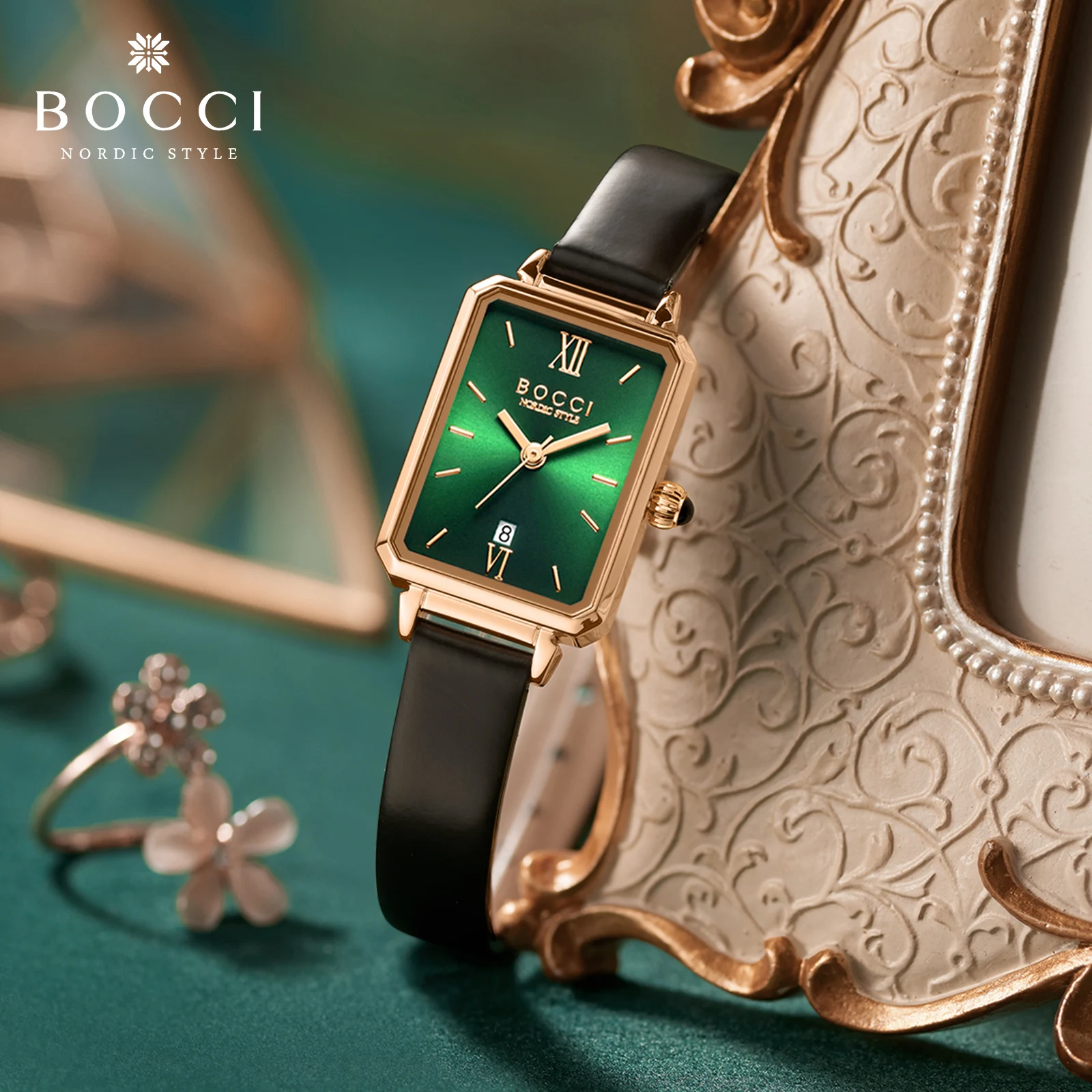 ساعة BOCCi النسائية الأصلية - ساعة مربعة مقاومة للماء مستوحاة من الرجعية للطلاب، ساعة يد للسيدات ذات علامة تجارية #5