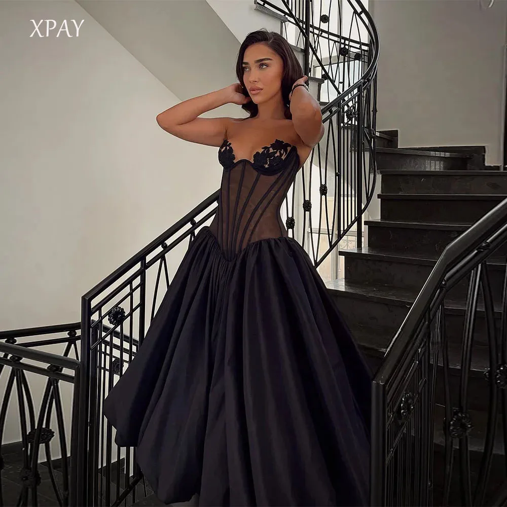 XPAY Sexy Querida Preto Vestido de Baile A Linha Sem Mangas Vestido Especial Personalizado Vestido de Baile Formal плаajtiniaiч versaе