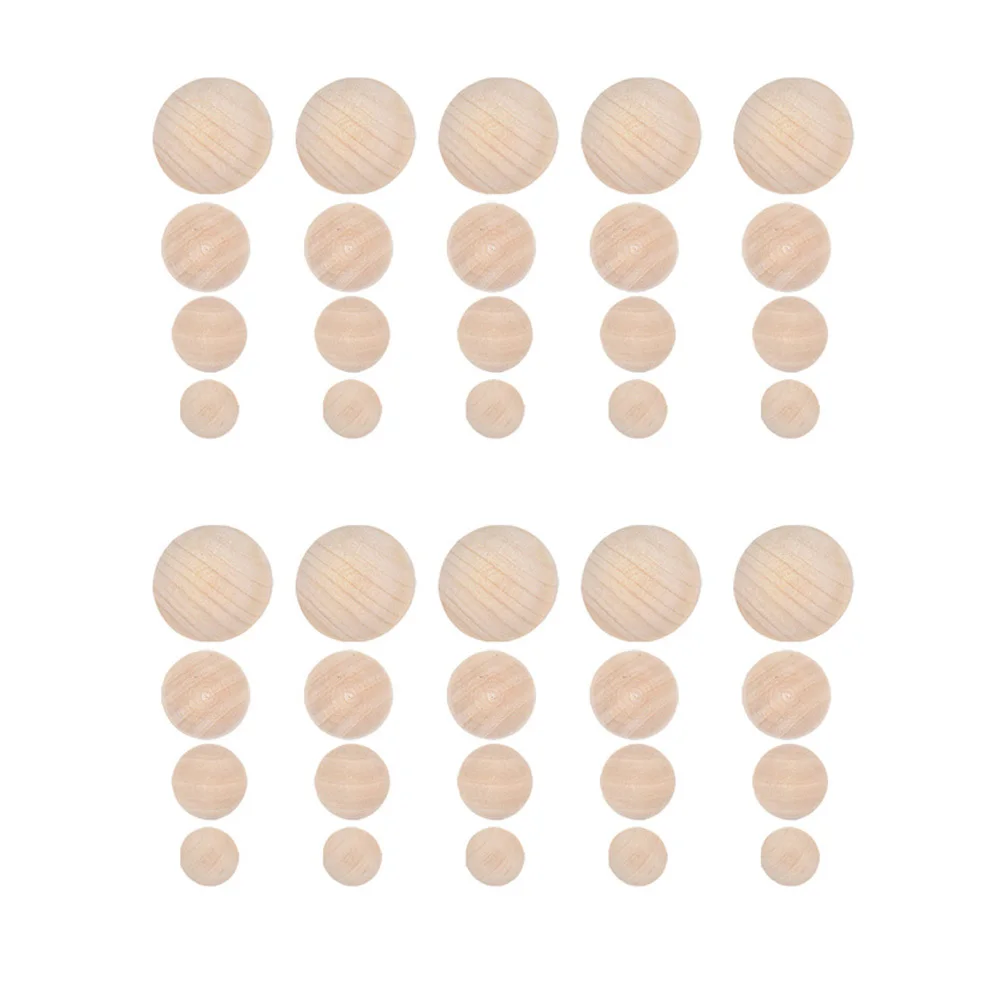40 قطعة كرات خشبية نصف مستديرة لوازم الحرف اليدوية الطبيعية سطح أملس دهان داي نحت مشاريع كرات نصف مستديرة غير مكتملة