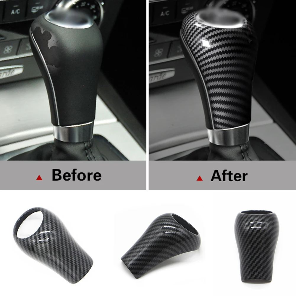 Carbon Fiber ABS For Mercedes Benz W204 W211 W212 W169 CLS A C E G Class Car Gear Shift Knob Cover Trim Sticker Auto Accessories