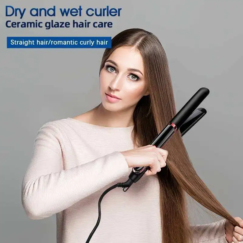 Profissional alisador de cabelo modelador elétrico tala plana ferro íon negativo em linha reta curling ferro placas ondulação cuidados com o cabelo