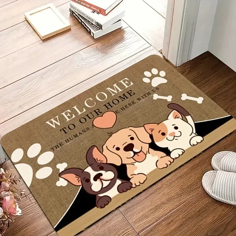 Cartoon Puppy Motif Bath Mats Funny Carpet for Bathroom Super Absorbent Anti Slip Living Room Dogs Decor Rug Home Accessories