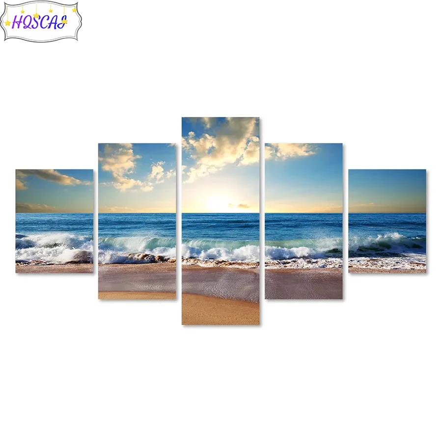 

Diamond embroidery Sunrise on the sea Diamond cross stitch Modern decor mosaic diamond painting full square/round drill,New gift