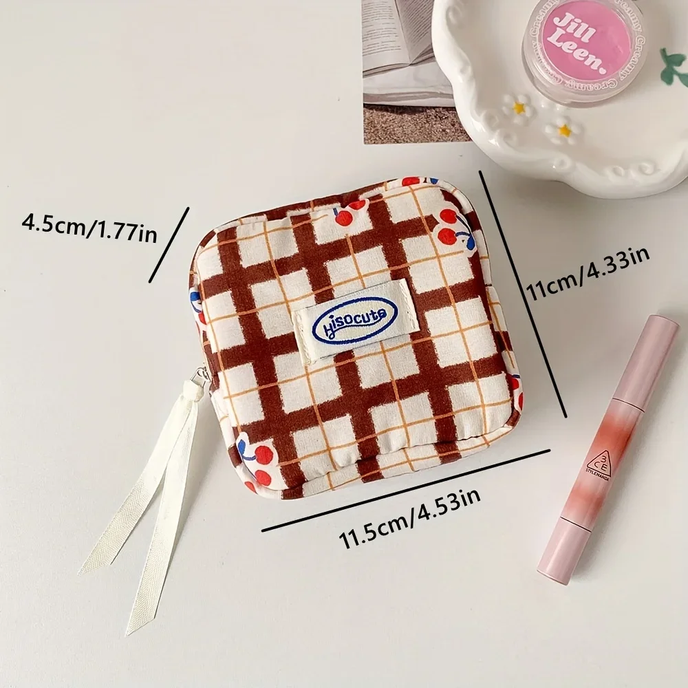 Kleine Kosmetiktasche für Geldbörse, Mini-Make-up-Tasche mit Fächern, Taschen für Damenbinden, niedlicher Lippenstifthalter mit Reißverschluss – Detail 1