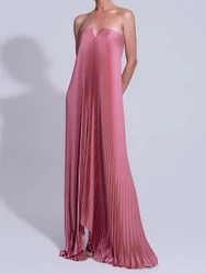 Sexy Backless Simple Women Party Dress, Summer Holiday Sleeveless Fashion Elegant Maxi Dress, Strapless Patchwork Ladies Dress