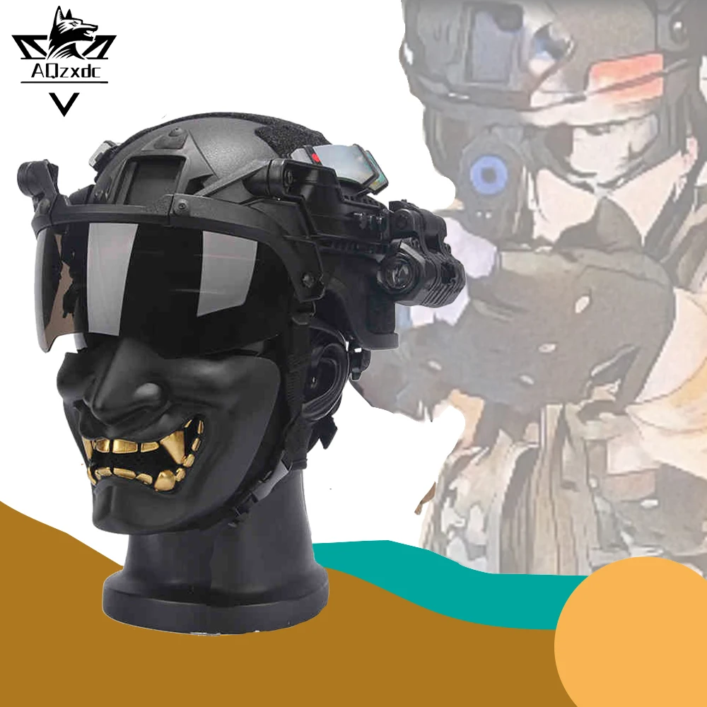 

Children's Tactical Airsoft Helmet Set with Goggles Flashlight Signal Light Cycling Sports Helmet CS Shooting Protective Equip
