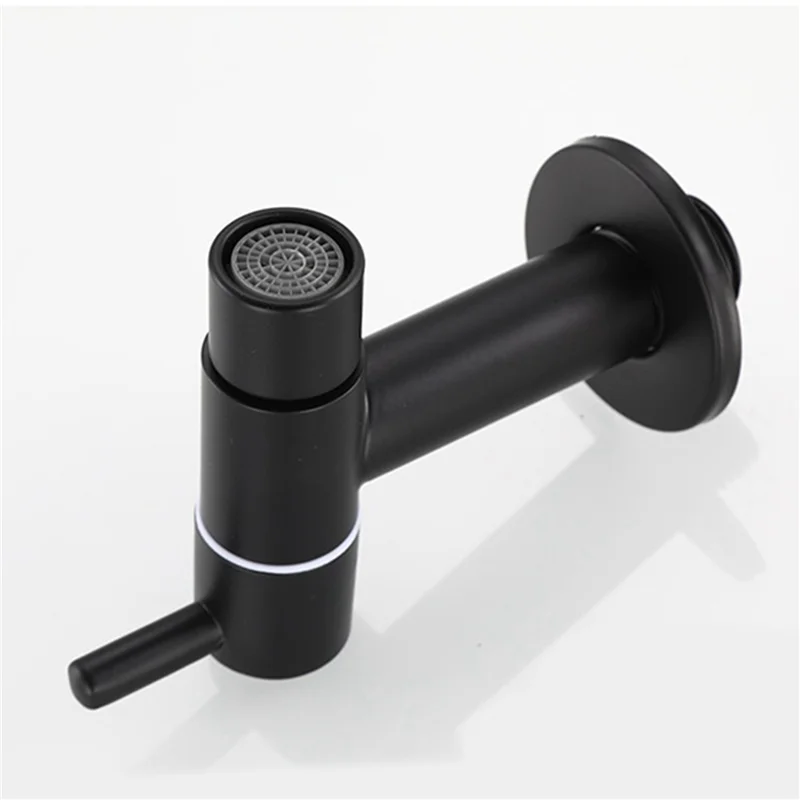 ABGR-3X Mop Sink Faucet 304 สแตนเลสห้องน้ําก๊อกน้ําเครื่องซักผ้าสวนกลางแจ้งเดี่ยวน้ําเย็น Tap (สีดํา)