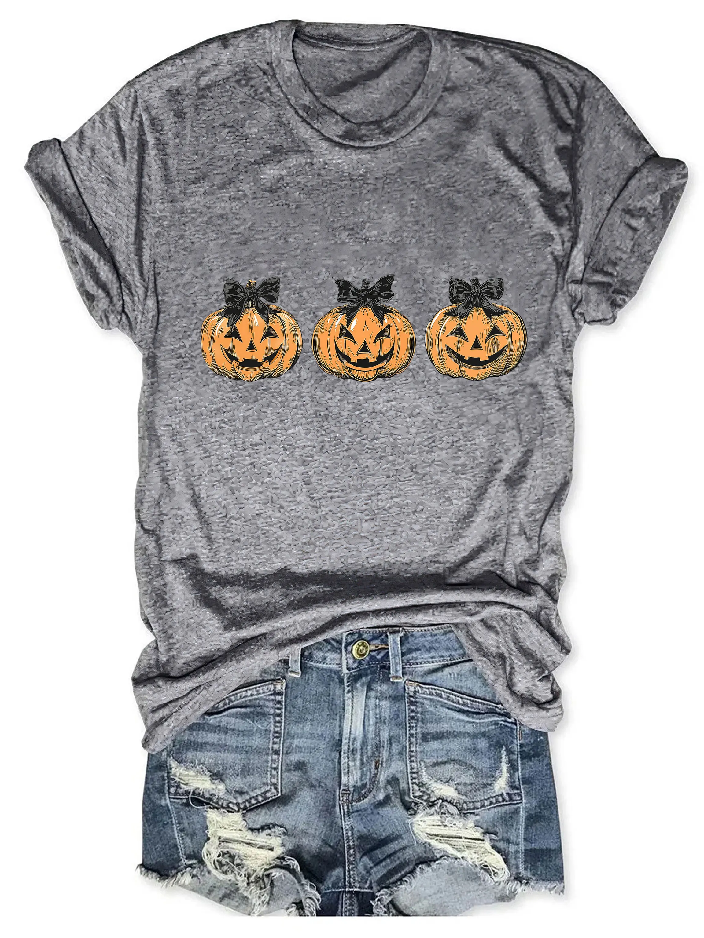 Pumpkin Bow Halloween Shirt Spooky Mama Shirt Halloween Messy Bun Girl Shirt Gift for Mom Halloween Gift