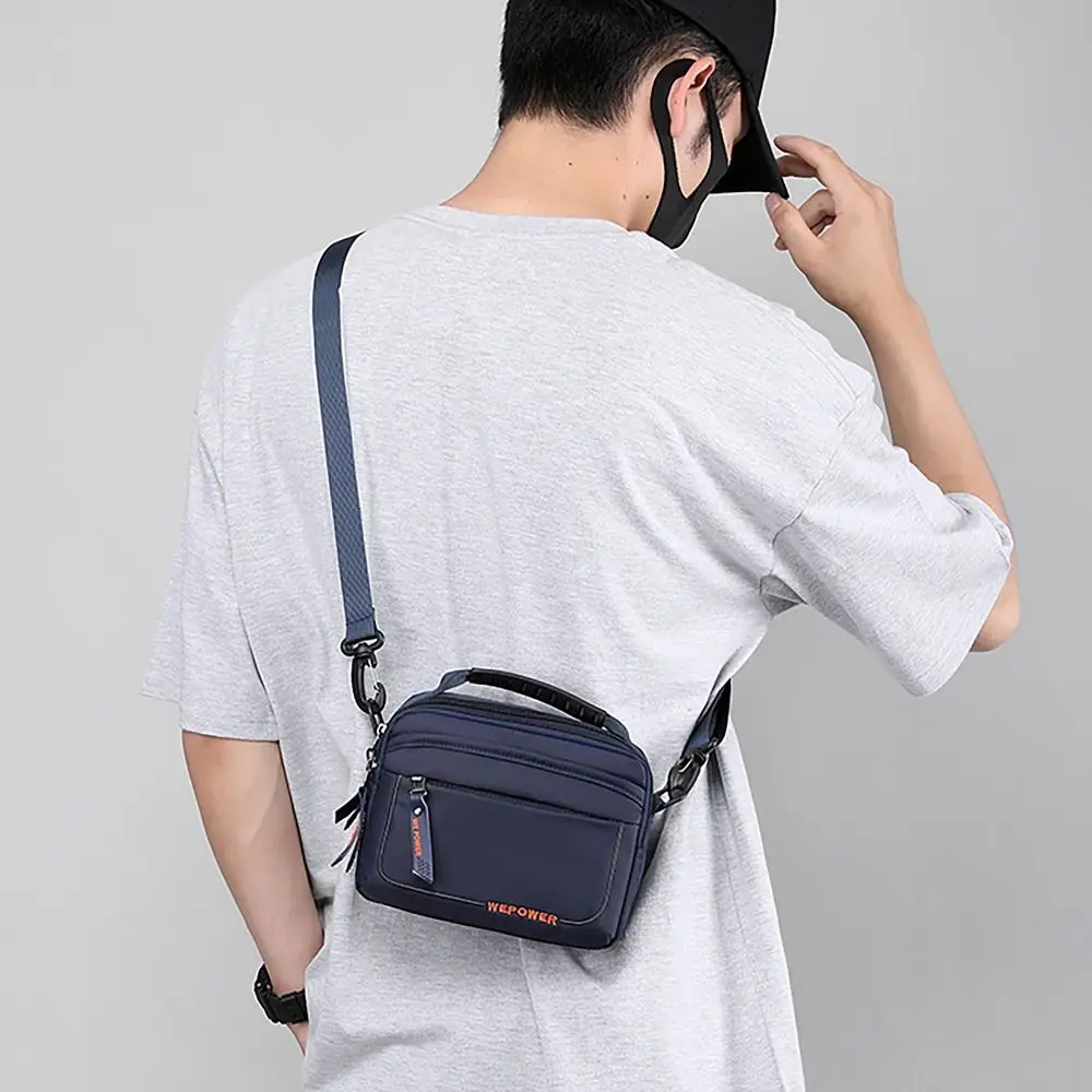 Comfortable Handle Men Crossbody Bags Waterproof Nylon Fanny Pack Detachable Shoulder Strap Boy Messenger Bags