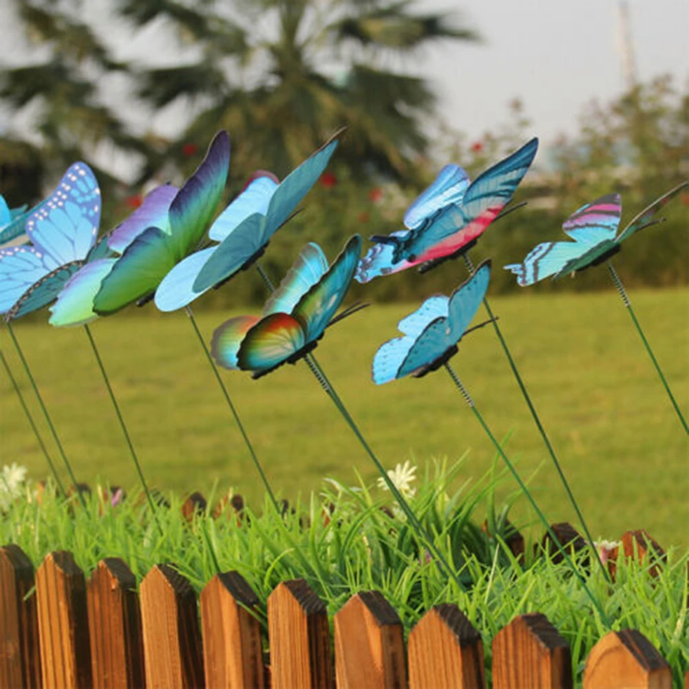 36Pcs Butterfly Stakes Blue Garden Butterfly Stakes Decoracion Outdoor Garden Yard Plant Flower Pots Decoration Random Style