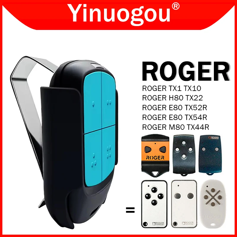 รีโมทคอนโทรลประตูโรงรถแบบคัดลอก 10 ชิ้น รุ่น ROGER E80 TX52R TX54R H80 TX22 M80 TX44R TX1 TX10 ความถี่ 433MHz