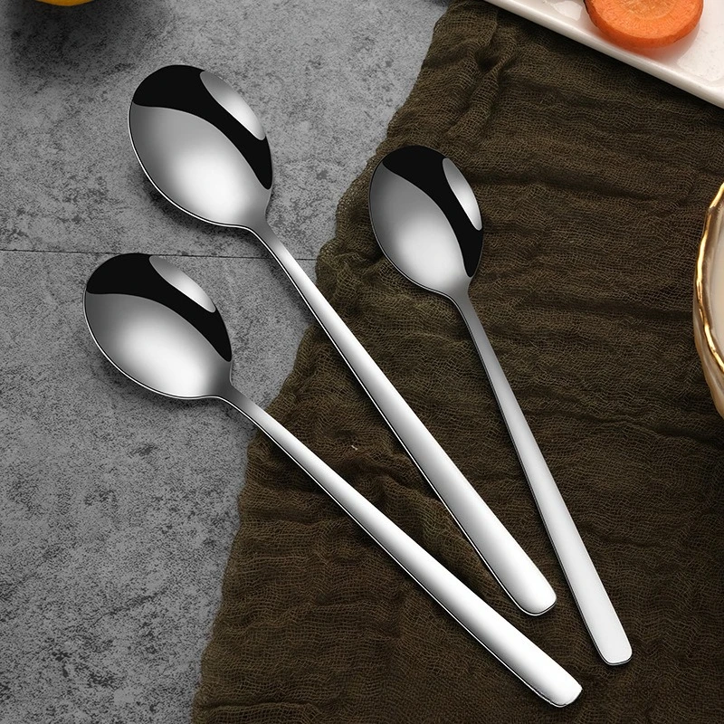8 Pcs 304 Stainless Steel Long Handle Spoon Set Coffee Tea Spoon for Cafe Household Kitchen Tableware Dessert Ice Cream Spoons
