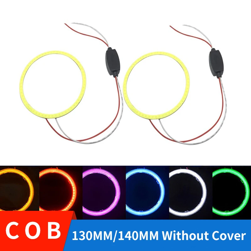 

2 Pieces 130MM 140MM COB Angel Eyes Without Cover Auto Halo Rings Car Headlight Motorcycle 12V 24V White Yellow Blue Green Red