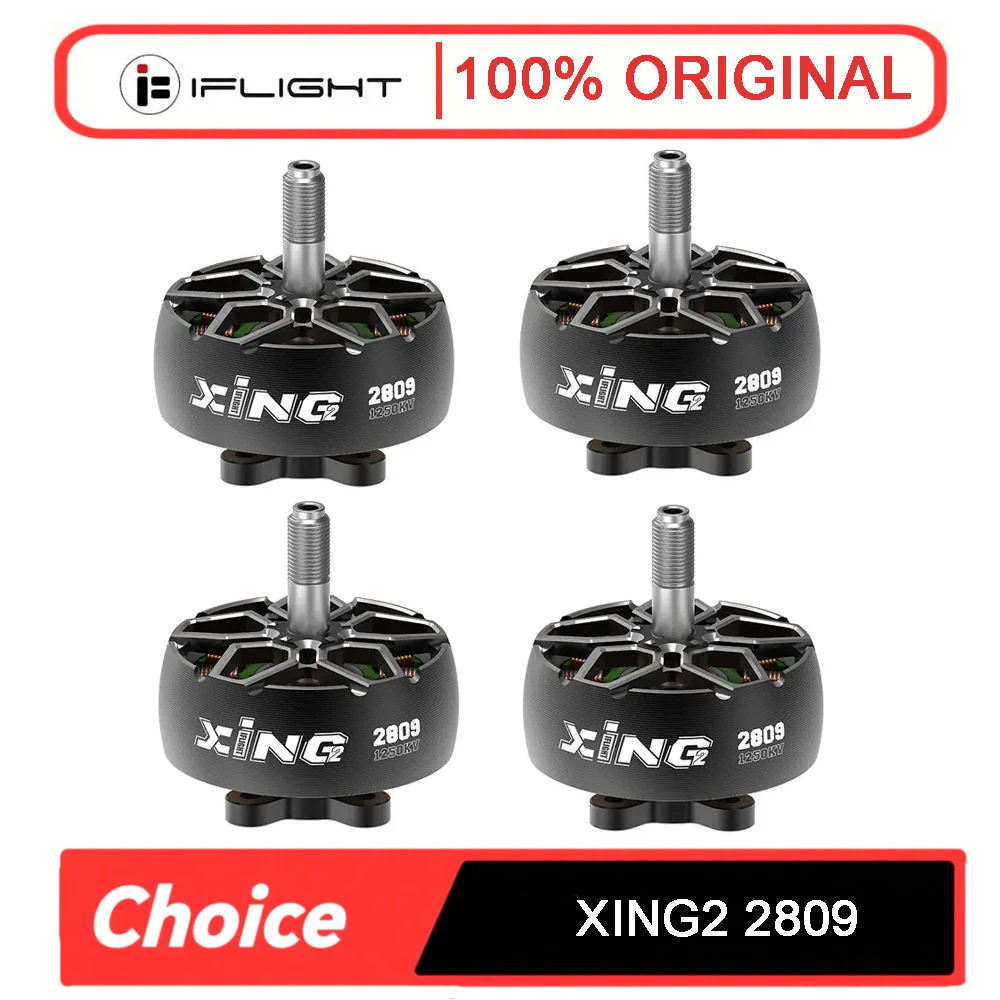 

iFlight XING2 2809 Двигатель 800KV/1250KV 4-6S FPV Мотор Unibell с валом 5 мм для FPV