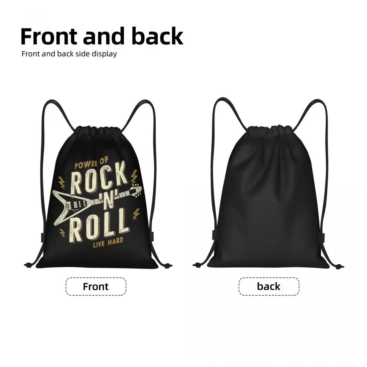 Custom Power Van Rock N Roll Drawstring Tas Mannen Lichtgewicht Zware Muziek Sport Gym Opslag Rugzak