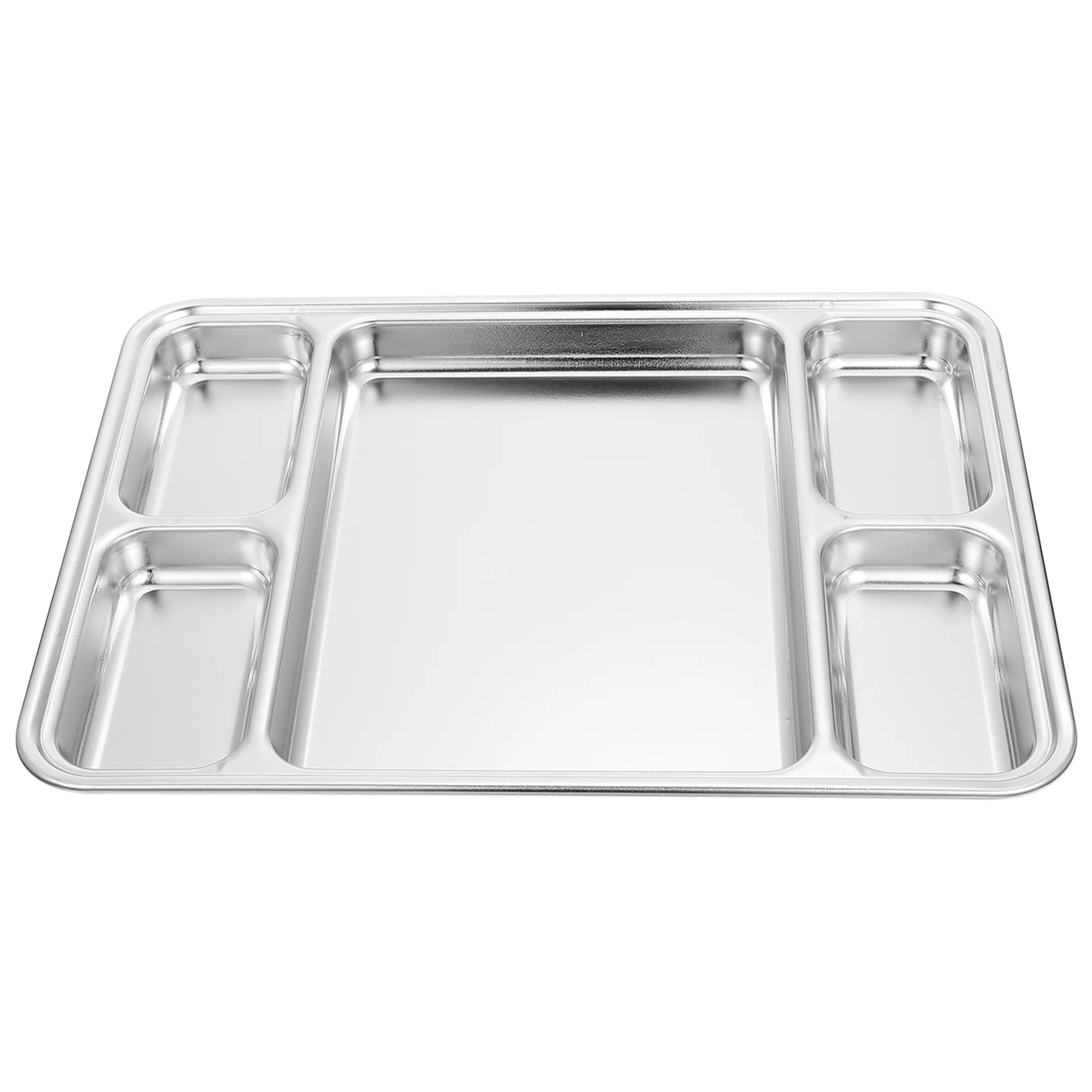 

Stainless Steel Grid Divided Dish Plate Household Tableware Dining Food Serving Barbecue Container Storage Veggie Tray with Lid