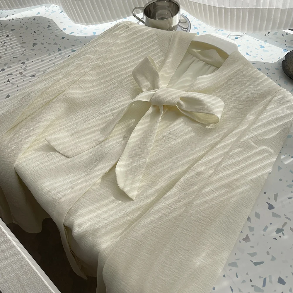 Słodka Spódnica do Dojazdów Gotowa do Noszenia z Rozcięciem, Dekolt V, Długi Rękaw, Koreański Styl, Elegancka, Casualowa, Marka QPP