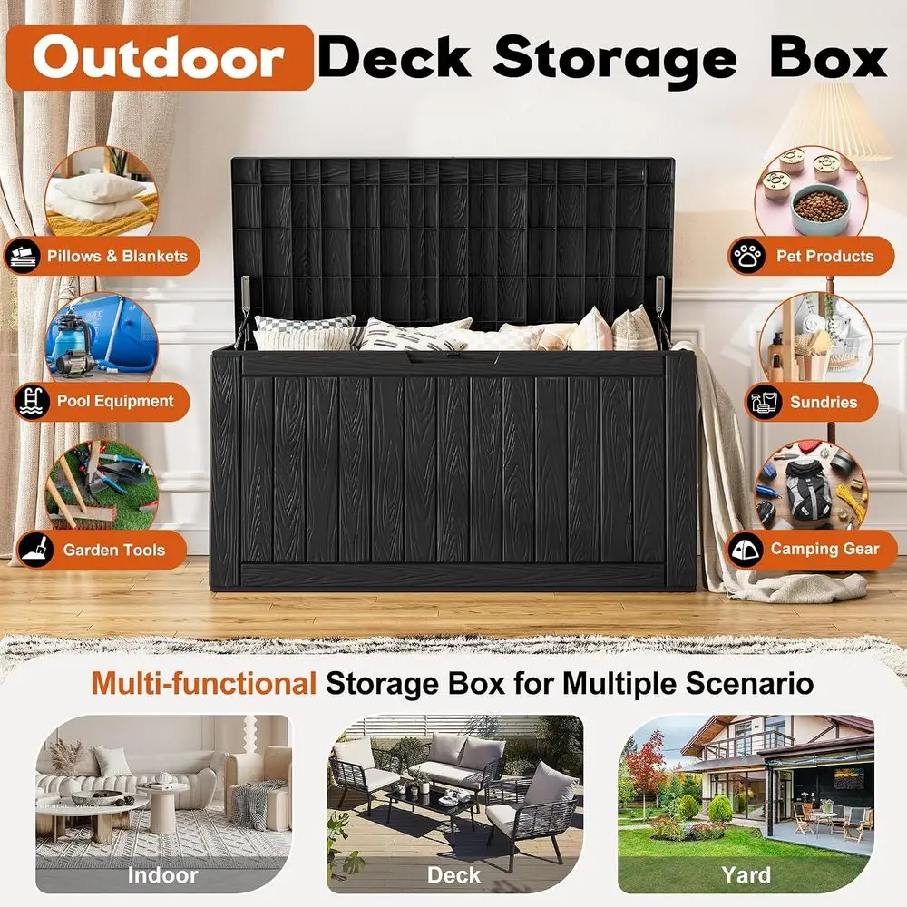 Oudoor Storage Deck Boxes Waterproo, Waterproo and UV Resistant Outdoor Storage Box Lockable Lid or Delivery Box, Indoor, Garden view 2