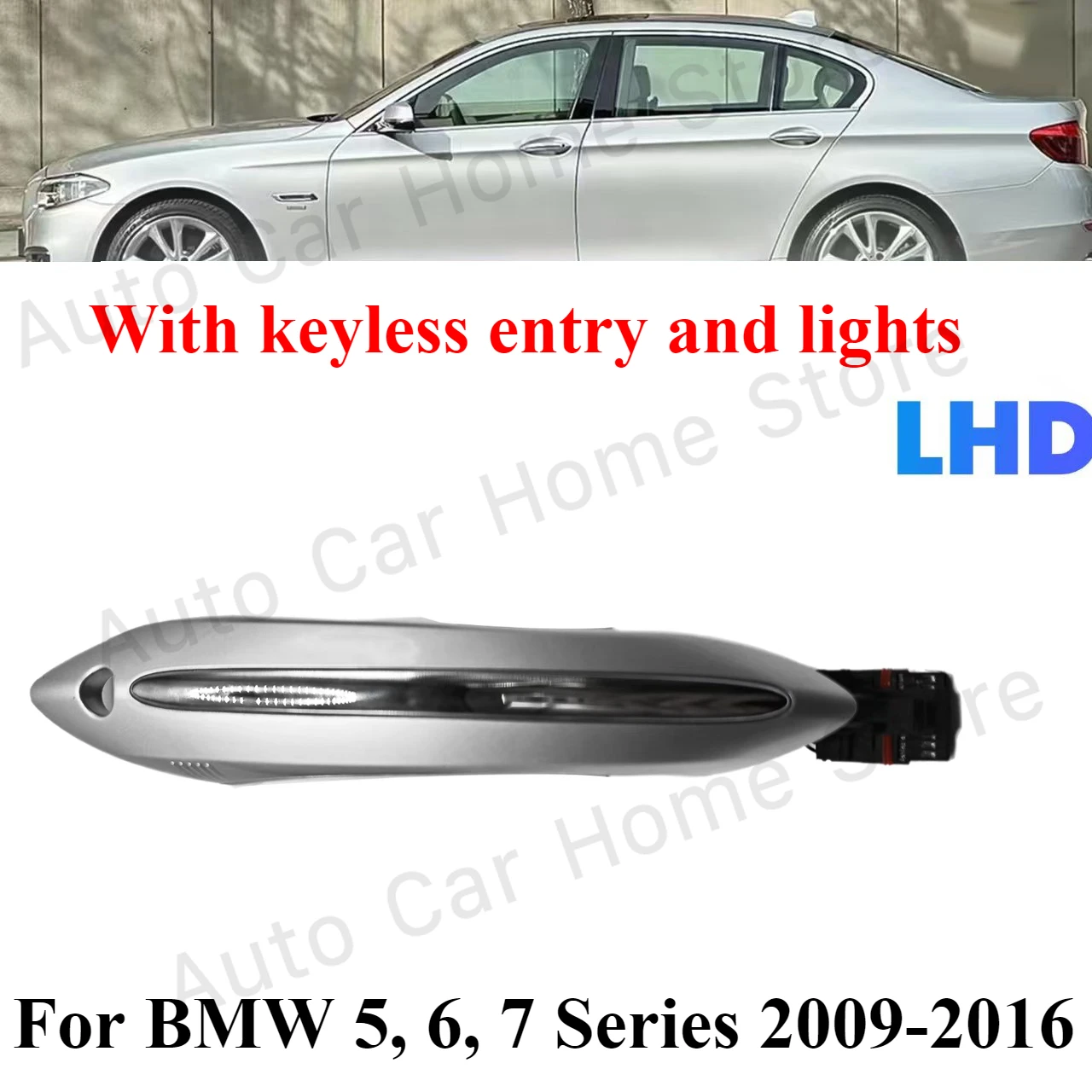 Silver Color A83 Car Outside Exterior Door Handle Keyless Entry with Light LHD For BMW F07 F10 F11 520 525 530 535 51217231931