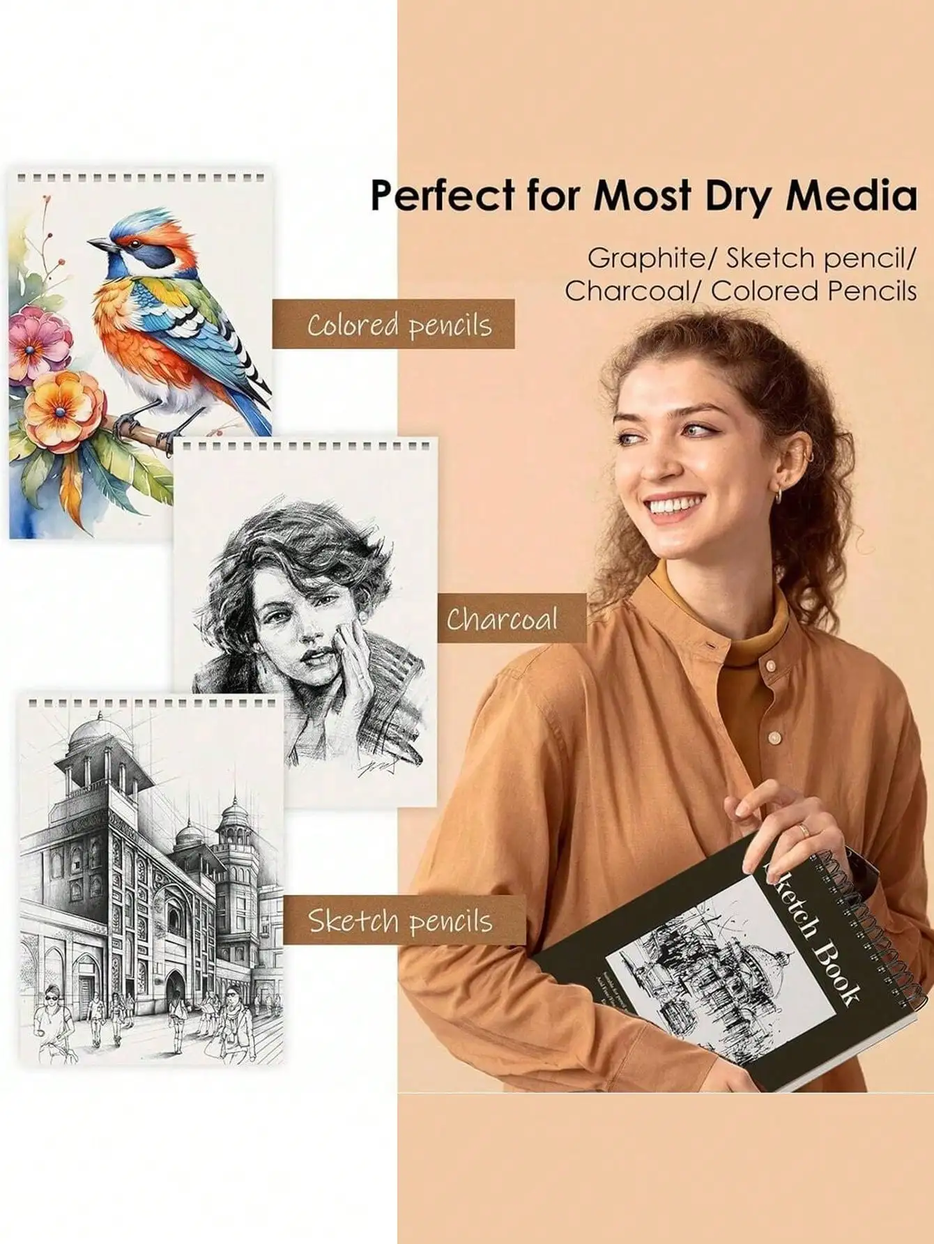 100枚入りスパイラル綴じスケッチブック – 学生やアーティスト向けの無酸性アートパッド