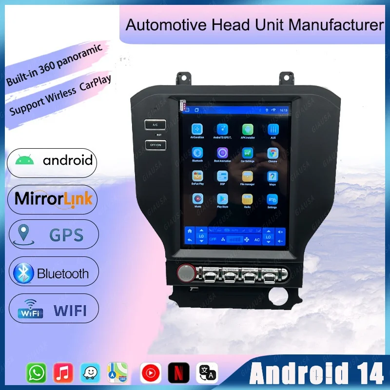 

Android 14 For Ford Mustang 2015-2019 Car Radio Automotive Multimedia Touch Screen Carplay Auto Bluetooth 4G WIFI GPS Navigation