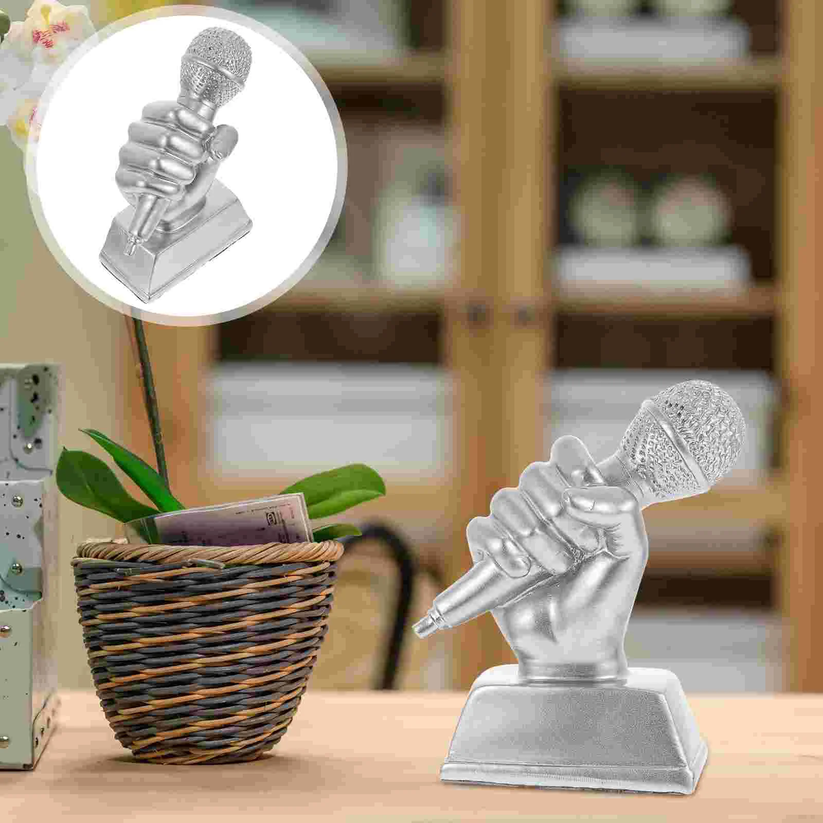 Award Music Trophy Microphone Adornment Children Decorations Golden Resin Decorative