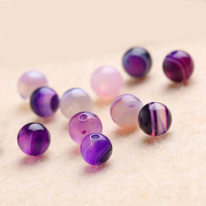 4A Natural Purple Agate Single Bead DIY Beads Jewelry Making
