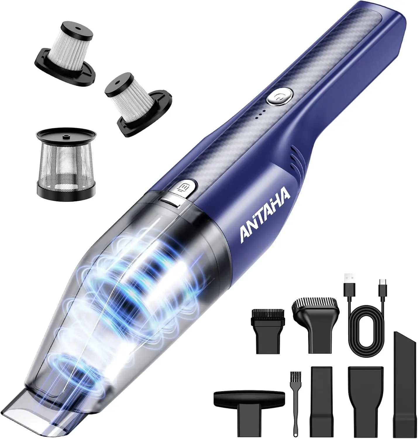 

Беспроводной ручной пылесос с мощным всасыванием, легкий (1,2 фунта), зарядка Type-C, множество аксессуаров для дома, животных и автомобиля