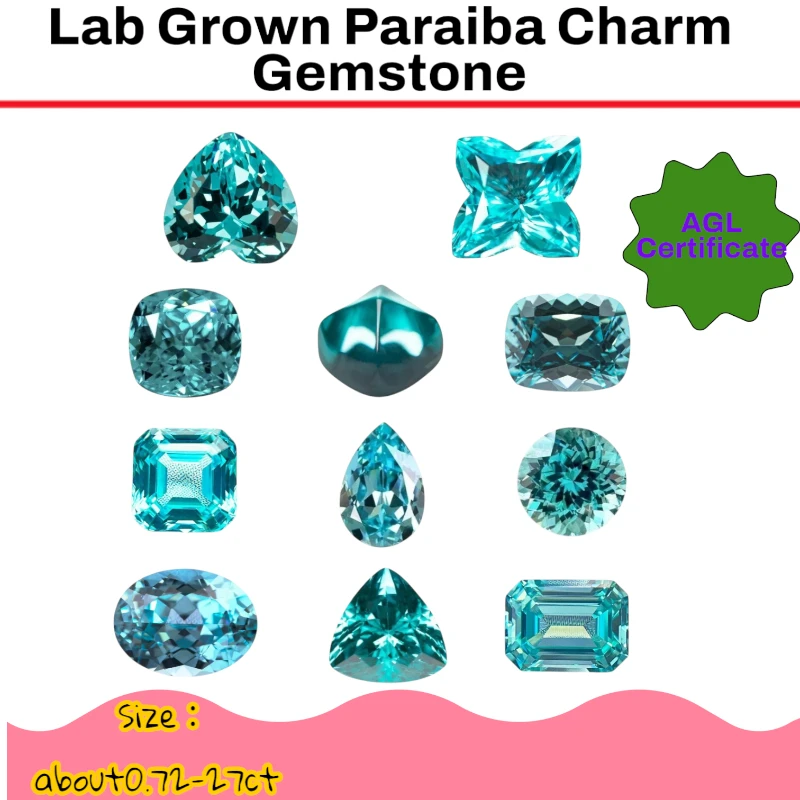

L-Lab Grown Paraiba Charm Gemstone for DIY Advanced Jewelry Making Inlay Ring Necklace Bracelet AGL Certificate Daily Matching