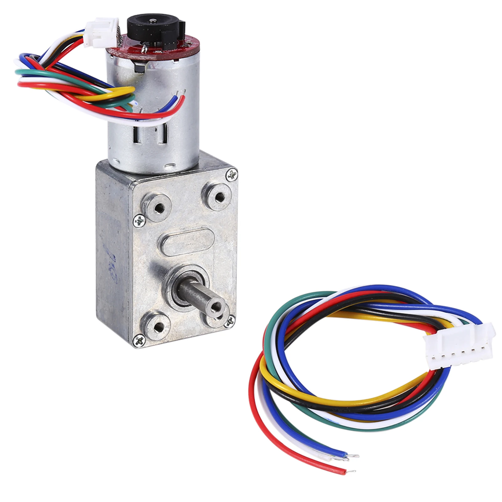 DC 12V Reduction Motor High Torque Worm Geared Motor Reduction Motor with Encoder Srong Self Locking