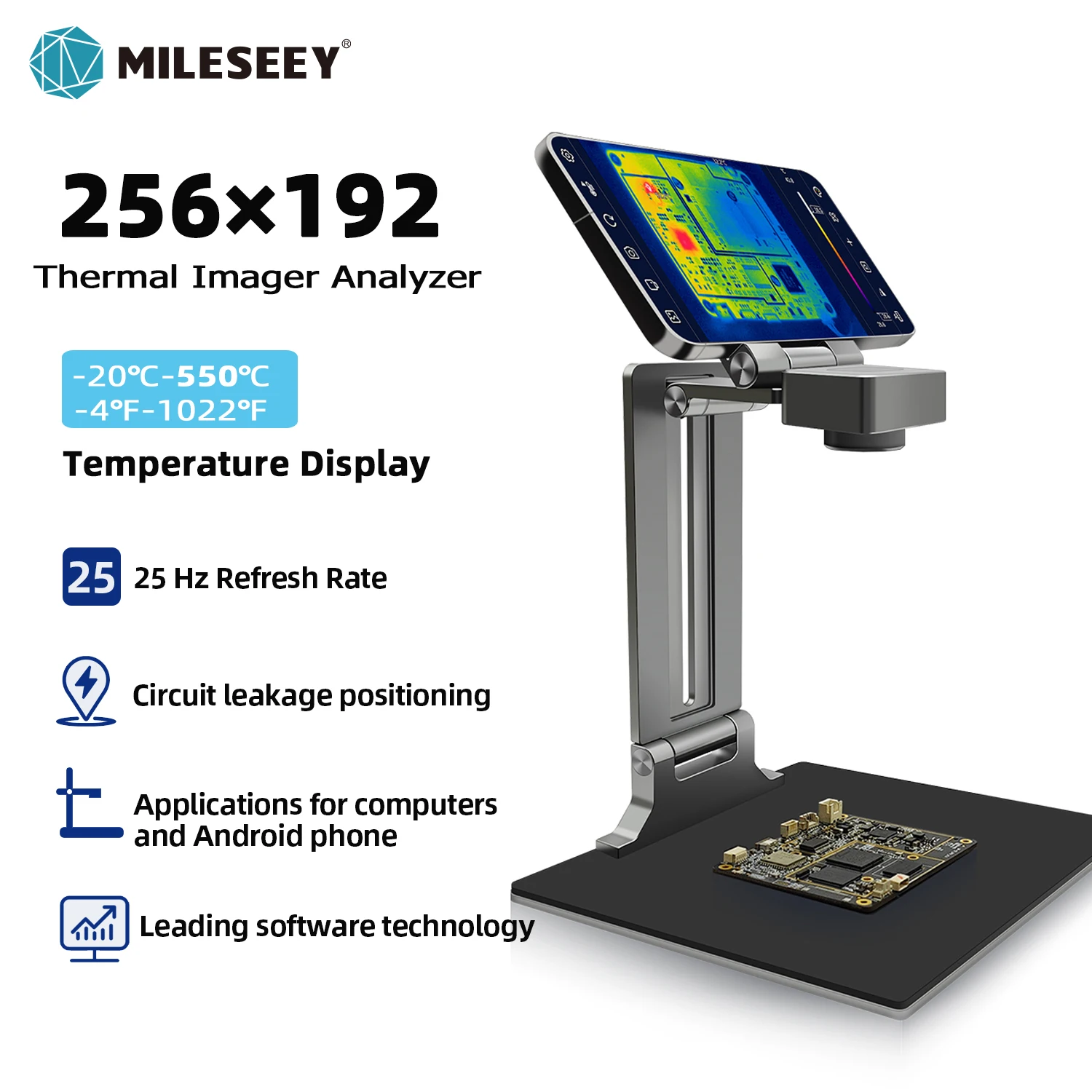 

MILESEEY 256*192 Thermal Imager Analyzer, TR256P Collapsible Thermal Camera for PCB Repair ,Connect with Android Phone/ Computer