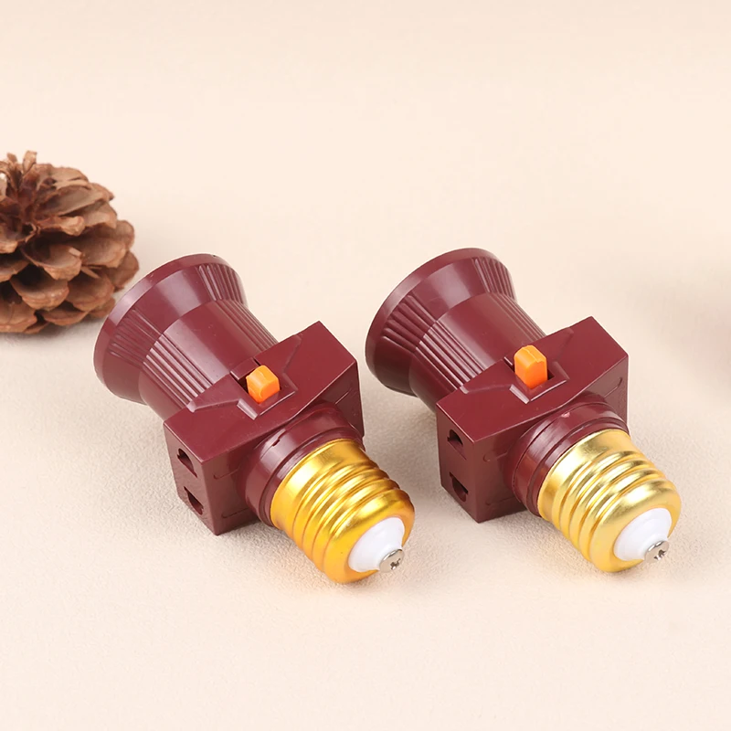 Brown E27 With Switch Socket Double Screw Multi-purpose Socket Switch Lamp Holder Plug Socket Lamp Base Lighting Accessories