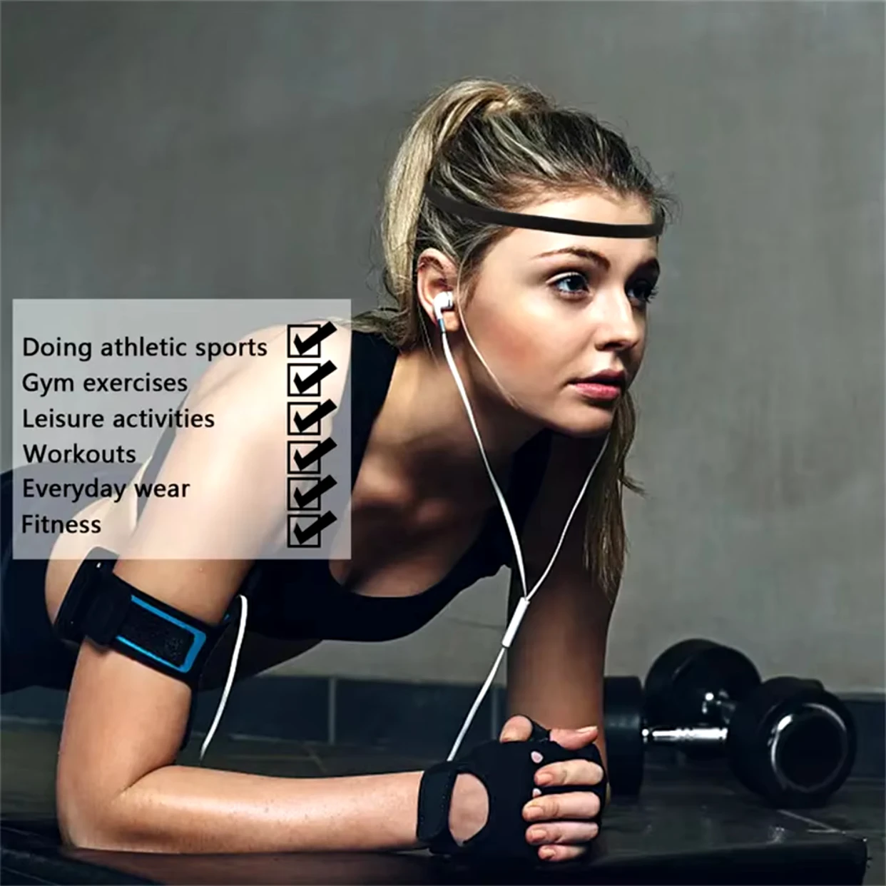 4 Pieces Non-Slip Elastic Sport Headband Black Stretchy Hair Band Sports Yoga Running Headband For Women Girls image 4