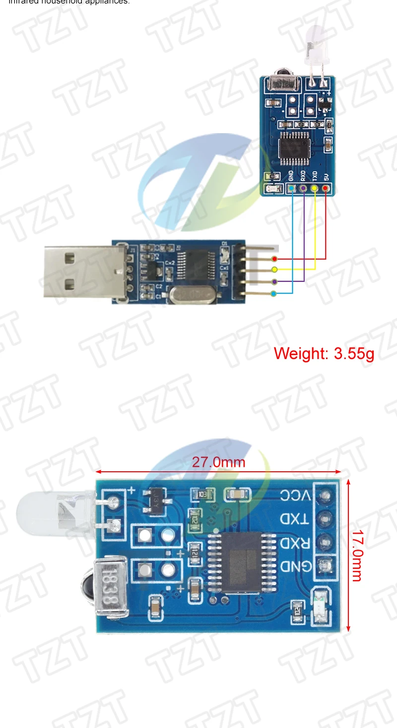 TZT 1/3 Stück 5V IR Infrarot-Fernbedienungs-Decoder Kodierender Sender-Empfänger Drahtloses Modul Qualität auf Lager für Arduino – Detail 3