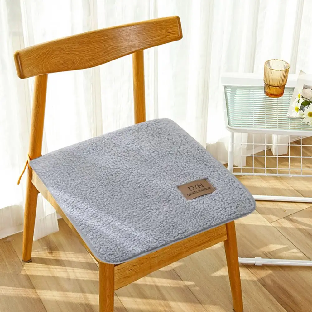 Sherpa Dining Chair Cushion Non-slip Chair Cushion Sherpa Winter Chair Cushion with Anti-slip Straps for Office for Dining