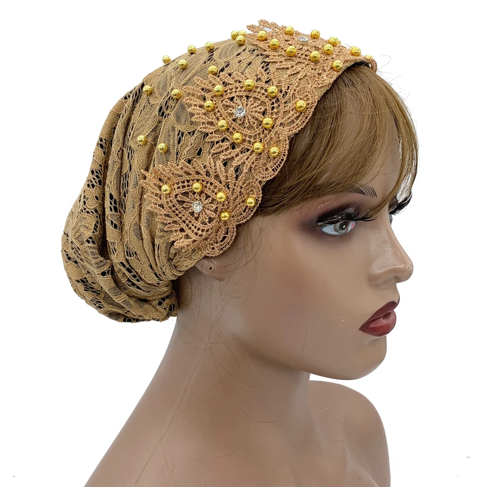 Elegant Female Head Wraps Muslim Headscarf Hat Turbante Mujer Luxury Diamonds Turban Cap for Women