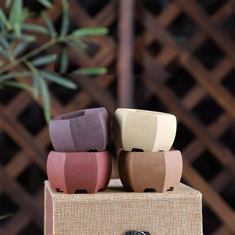 Chinese Style Purple Sand Small Flowerpot Mini Fleshy Green Moss Pot Ceramics Household Destop Home Decor Succulent Pot ZC526