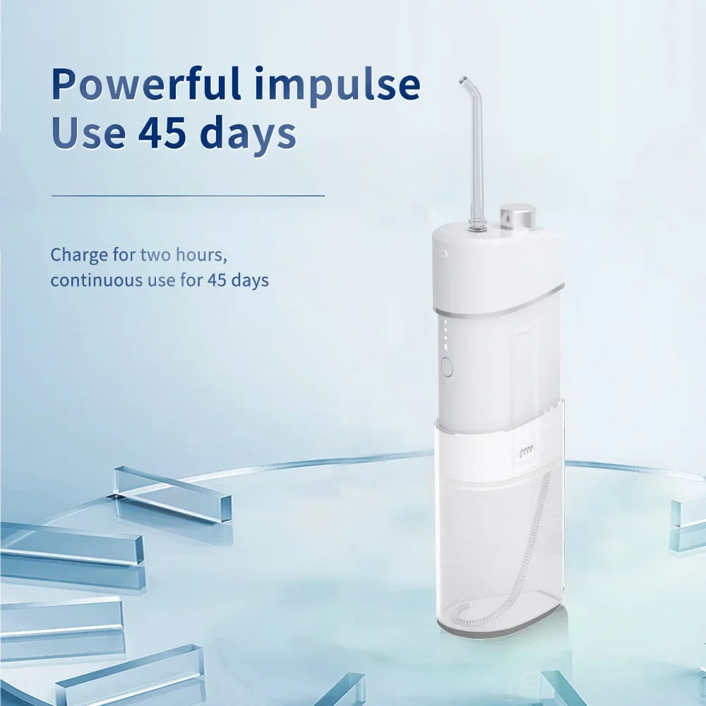 Mini Portable Oral Irrigator Travel Water Flosser On the Go Dental Flusher Water Pick 4 Nozzles Rechargeable Teeth Gum Cleaner