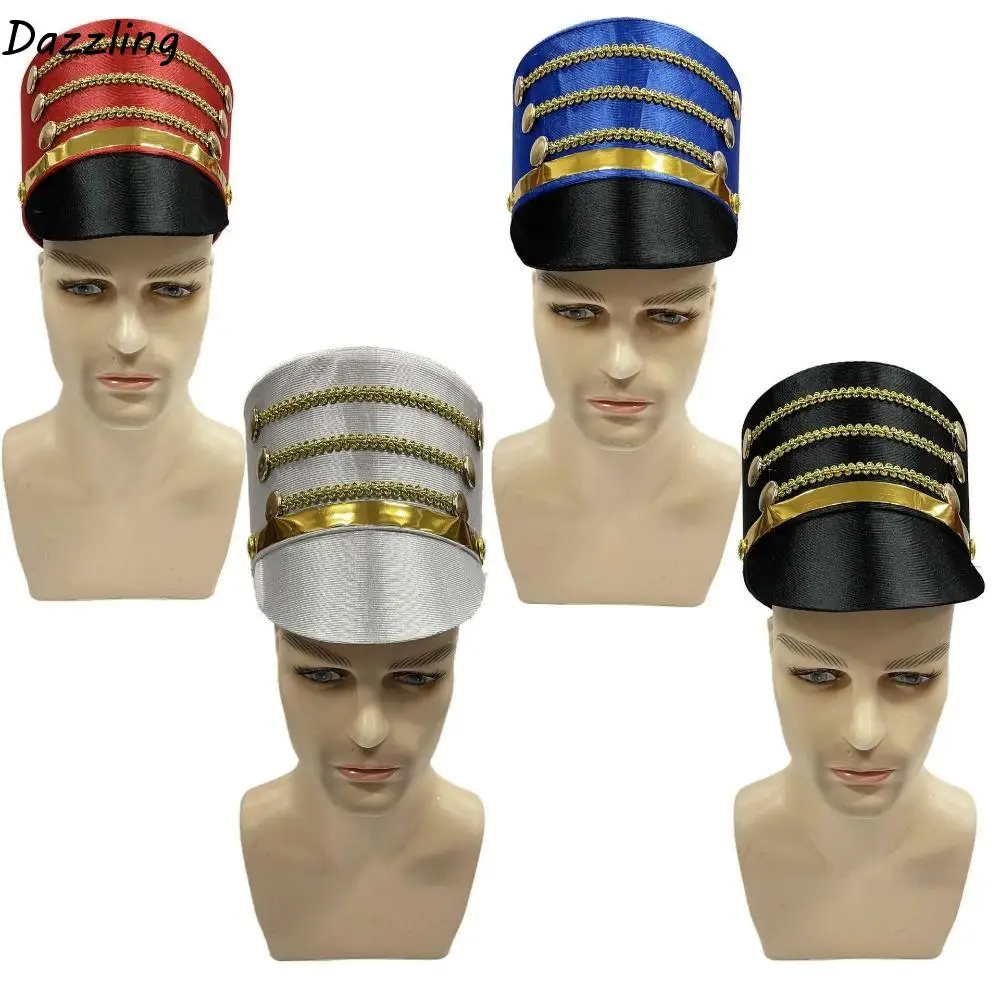 

Hat-nutcrackers Marching Band Hat Cosplay Show Skin-friendly Drum Major Master Hats Gold Trim Strips Themed Party