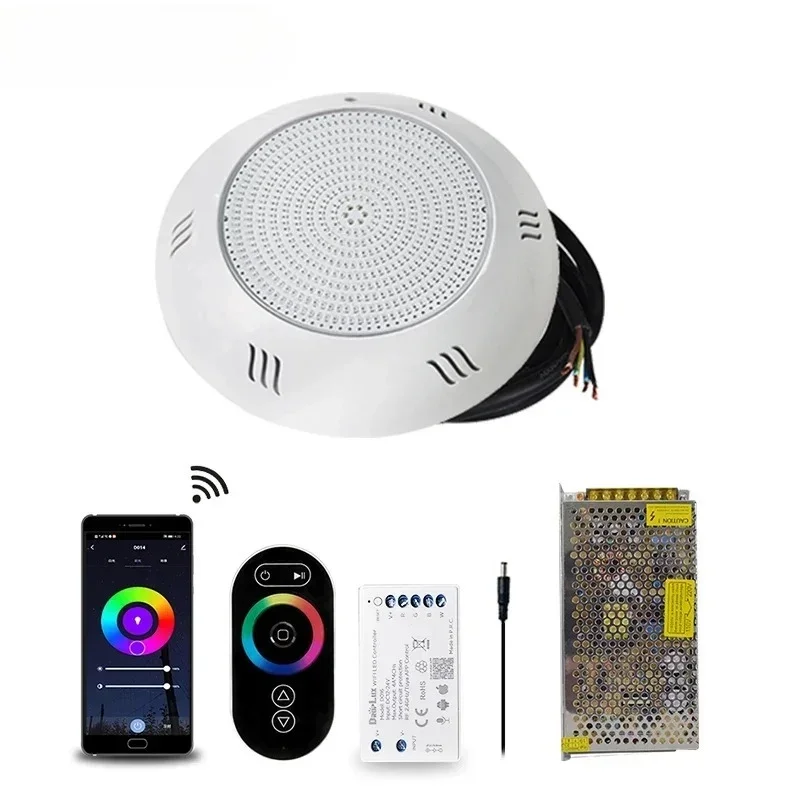 HOTOOK Swimming Pool Lights Waterproof Manufacturers AC/DC12V Submersible Pool Lamp 18W RGB Remote Control Ip68 Underwater Light
