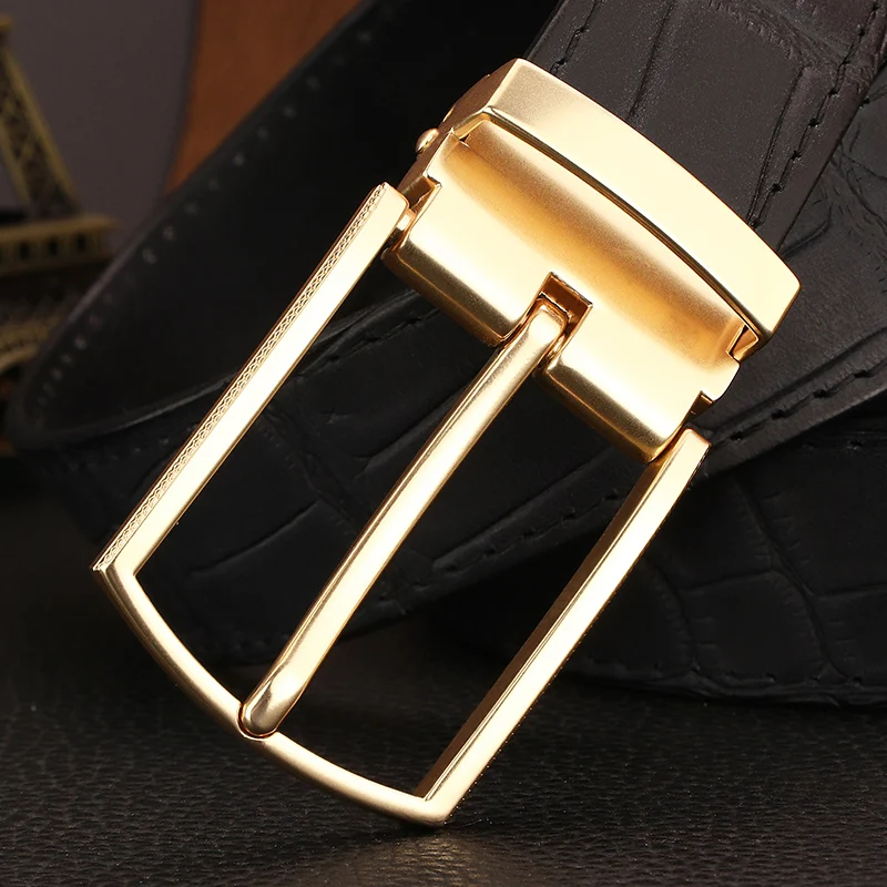 

Black Top Cow Genuine Leather Pin Buckle Belts High Quality Men Designer Luxury Famous Brand Young Men Jeans Ceinture Homme