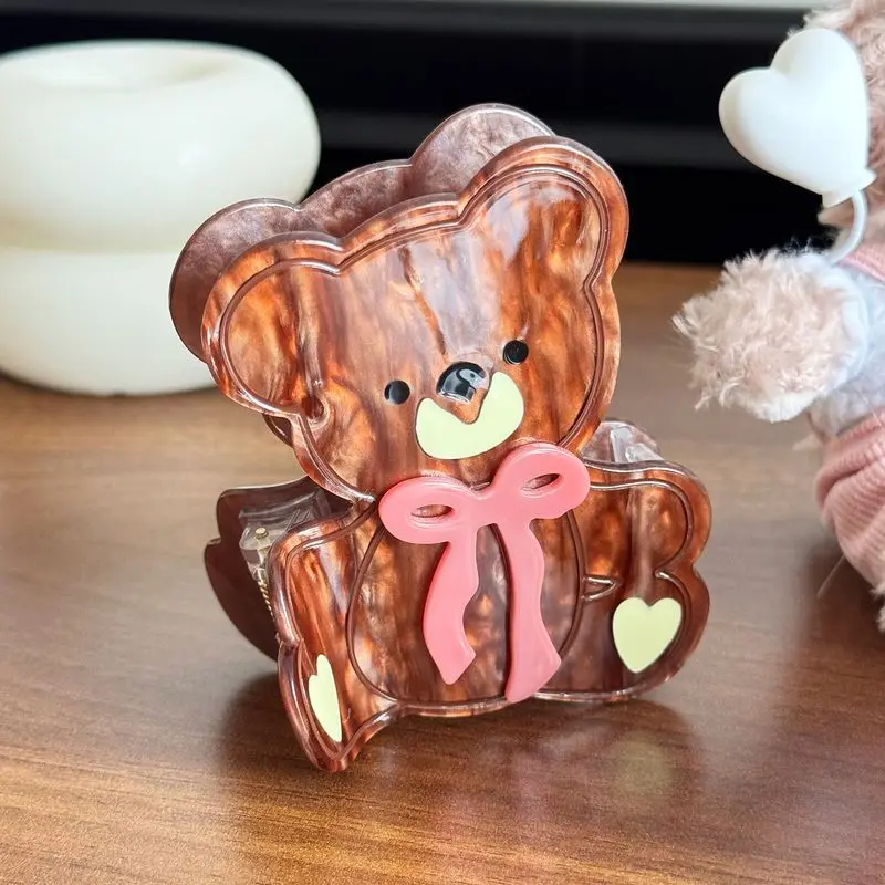 1 قطعة مشبك شعر الدب القطني اللطيف الجديد مع ملمس متقدم ، مشبك قبضة حمض الأسيتيك ، الجزء الخلفي من الرأس ، شعر ملفوف ، مشبك قبضة القرش